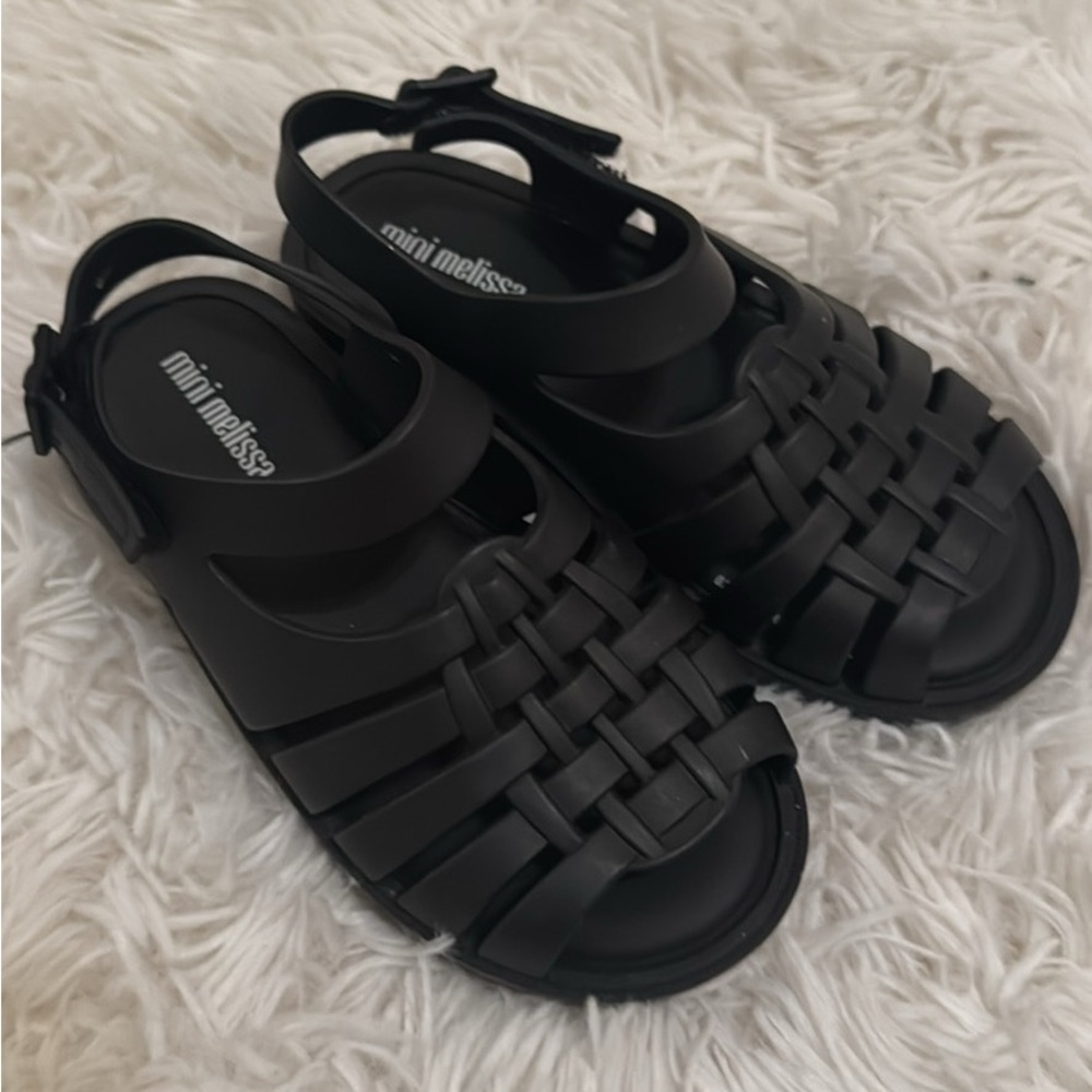 Mini Melissa Black Woven Sandals for Casual Wear